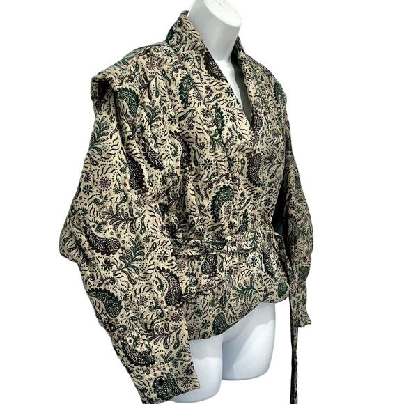 MariaCher Beige Brown Green Paisley Quilted Miranda Jacket Alicante size S NEW - Picture 14 of 15
